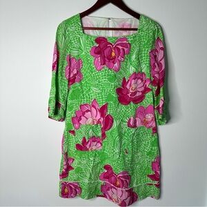 Lilly Pulitzer Green Pink Sophie Shift Koi Fish Lotus Flower Dress Size 6